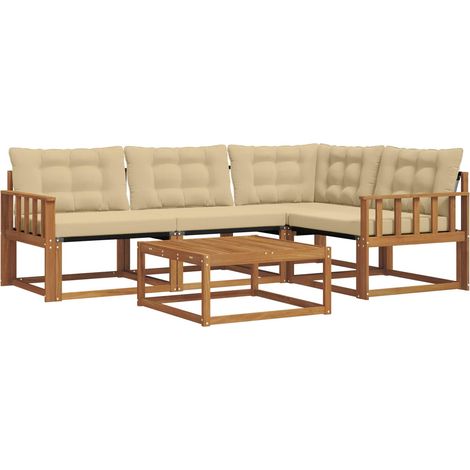 Outdoor Sofa Set with Cushion 5 pcs Natural and Beige vidaXL