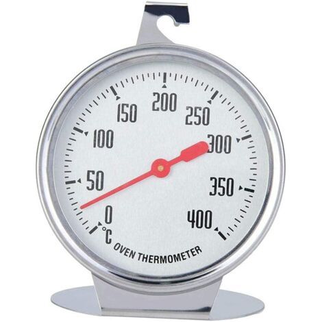 HOXILEELEO - Thermomètre de four en acier inoxydable – Plage de mesure : 0 à 400 °C – Longue aiguille rouge pour une lecture précise – Crochet et base stables (1/5)