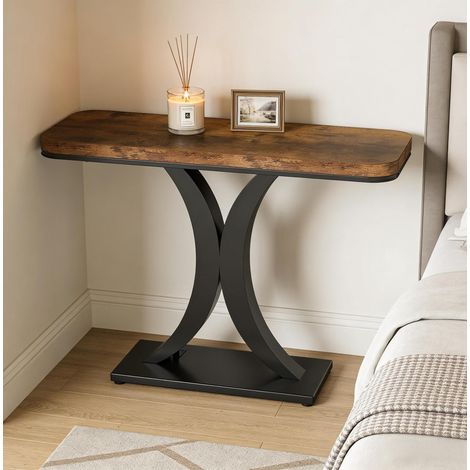 Table console en bois avec plateau motif bois et pieds en métal, 100x29,5x82,5 cm (1/5)