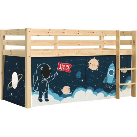Lit Enfant Surélevé "Pino Space Shuttle" 90x200cm Naturel (1/2)