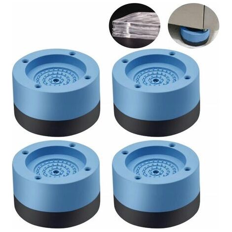 Lot de 4 stabilisateurs anti-vibrations pour machine à laver, support stabilisateur universel pour réfrigérateur et machine à laver (bleu) (1/5)