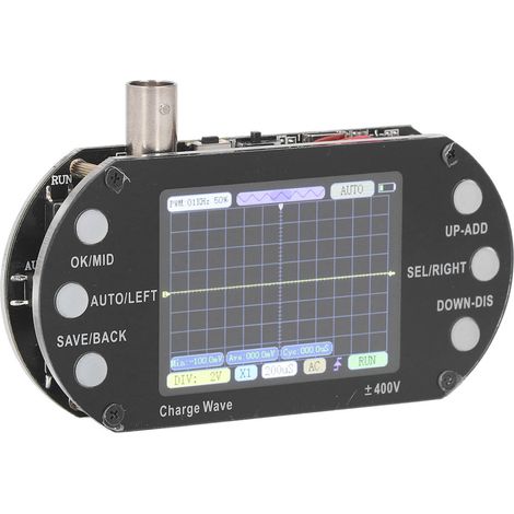 Oscilloscope numérique, fréquence d'échantillonnage de 2,5 MHz, écran TFT 2,4 pouces, résolution 320 x 240, affichage de la forme d'onde du signal par transistor