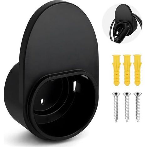 Support mural pour câble de recharge EV Type 2 – Noir, design renforcé, fixation murale sécurisée, compatible avec toutes stations de charge (1/4)