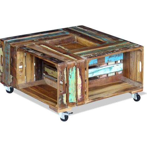 Couchtisch Altholz Massiv 70x70x35 cm