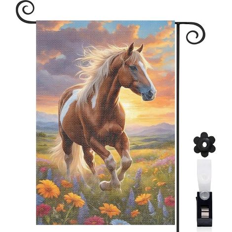 Drapeau de jardin Bienvenue en toile double face 45 x 30 cm double face décoration extérieure (1/5)