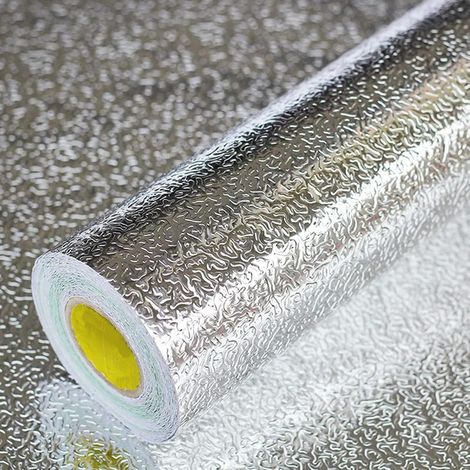Papier peint de cuisine, papier autocollant en aluminium, résistant à l'huile, à l'eau, à la chaleur et aux éclaboussures,60x300CM (1/5)