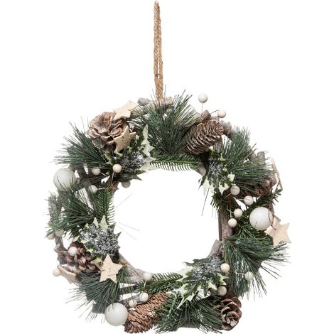 Kranz Natur mit Ast 30cm Holz weiß - Atmosphera créateur d'intérieur
