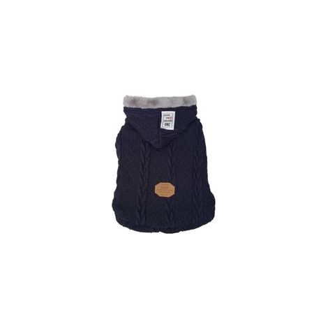 Pull sweat à capuche tricoté pour chien et chat, vêtements chauds d'hiver, bleu, taille M – (1/5)