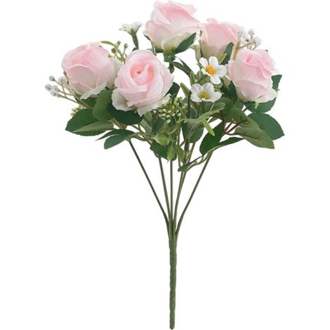 Roses Artificielles - Tige En Plastique Souple - Fleur En Soie Synthétique - Décoration De Table De Mariage Et Intérieure - Bouquet De 7 Pièces (1/5)