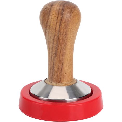 Cafetière à piston de cuisine avec poignée en bois et base en acier inoxydable, outil de tassement de type marteau (1/5)