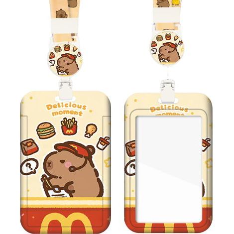 Capybaa Pote Badge,Capybaa Tou de Cou Badge, Stap Neck avec Swivel Lobste Clasp,pou Tavailleu Infimie Enseignant Étudiant (1/4)