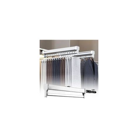 2 pièces Tube et support de penderie, Armoire GardeRobe Extractible Coulissant pour Cintre Support Portemanteau, Blanc  35cm