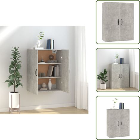 Armario de almacenamiento - vidaXL Armario colgante madera ingeniería gris hormigón 69,5x34x90 cm - Armario de salón