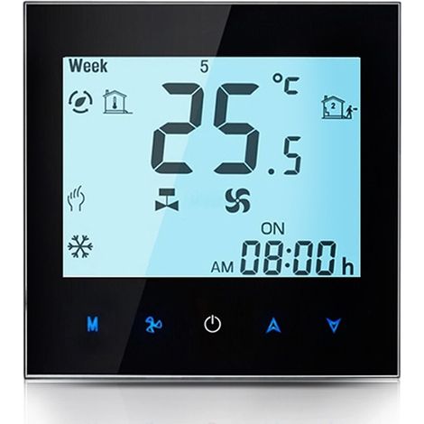 Beca Termostato Smart WiFi BAC-1000MLWE con Sonda per Ventola 3 Velocità e Valvola 0–10V  Nero