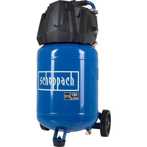 Scheppach Compresseur d’air HC35V – 1500 W – Compresseur vertical – Pression 10 bar – Cuve 30 L – Puissance d’aspiration 180 L/min – Sans huile – Manomètre et régulateur de pression