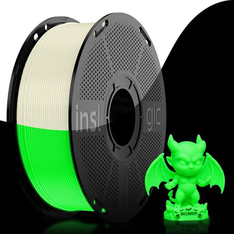 PLA Lumineux dans l'Obscurité Vert, Matériau d'Impression 3D 1.75mm Précision ±0.02mm 1kg, Bobine Réutilisable Compatible avec 1kg, Recharge Prête à l'Emploi (1/5)