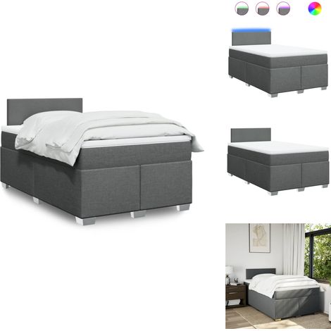 Sommier à lattes de lit avec matelas gris foncé 120x190cm tissu - Sommier À Lattes De Lit - Sommiers À Lattes De Lit - Lit - Meuble De Chambre À Coucher (1/5)