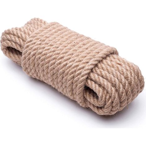 Filiyano-Corde de jute 14 mm x 10 m, 100 % chanvre naturel, pour jeux de tir à la corde. (1/5)