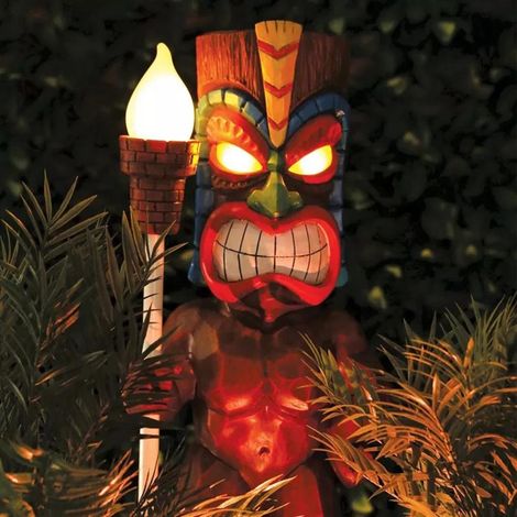 Lumière LED solaire Tiki Totem Figurine Déco Jardin Soleil Ornement Artisanat pour Porche Pelouse Allée (1/3)