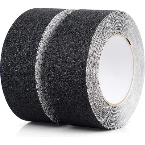 2 Pack Ruban antidérapant, Bandes antidérapantes avec Ruban adhésif antidérapant pour escaliers, marches, revêtements de Sol, Ruban antidérapant Solide, Autocollant, (5cm x 10m, Noir) (1/5)