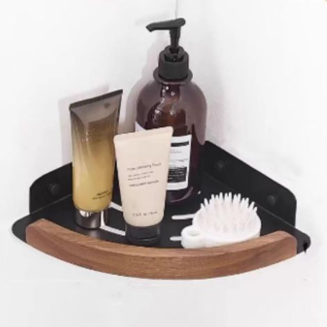 Wall-mounted storage shelf, multifunctional organizer, stylish storage basket for the shower (black) (1/5)