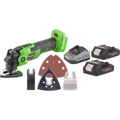 Utensile multifunzione a batteria Procraft PMT22bb 20 V Brushless + 2 batterie da 2,0 Ah + caricabatterie