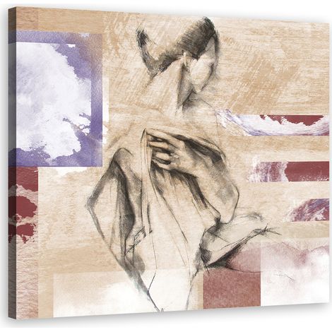 Tableau sur toile Femme abstraite Beige 60x60 (1/5)
