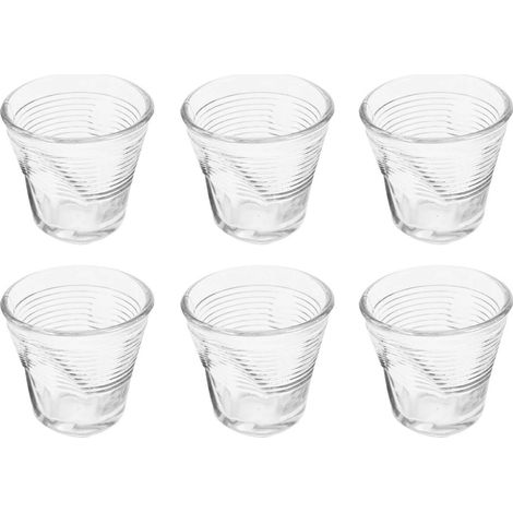 Set 6 Tazzine da Caffè Accartocciati Ø6,5 cm in Vetro Pressato Kaleidos Trasparenti (1/3)