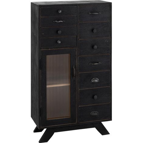 Buffet Haut en Bois "Fidel" 110cm Noir