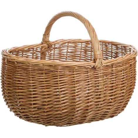 Cesta de mimbre marrón 43x33x20/32