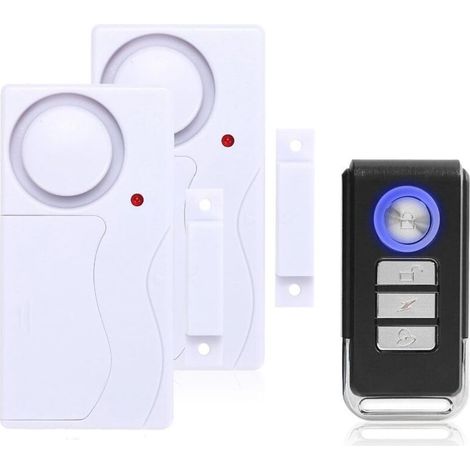 Door and Window Alarm - Wireless Burglar Alarm with Remote Control, Easy to Install, 105db Very Loud (Includes 2 Alarms and 1 Remote Control)