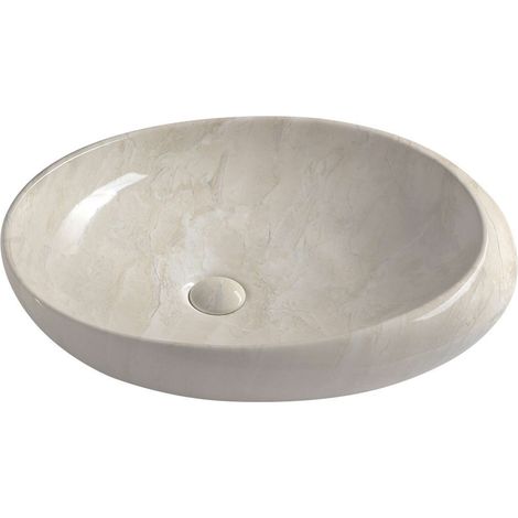 Sapho Dalma - Lavabo sobre encimera 68x44 cm, sin orificio para grifo, sin rebosadero, marfil MM327 (1/4)