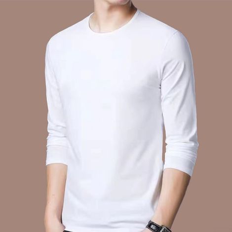 Men's casual long-sleeved T-shirt, slim fit, crew neck, pullover for spring, summer, autumn, sportswear in black, dark green, grey (1/5)