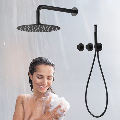 Imex -  Columna Ducha Empotrada Termostatica Negro Serie  Assen