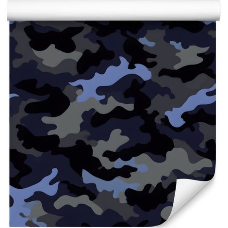 Carta da parati mimetica militare blu navy e nera per soggiorno e camera da letto, 50x1000 cm (1/5)