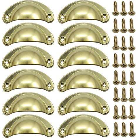 Poignée Bouton de Porte Décoration Rétro pour Meuble Tiroir Poignée de Coquille Vintage pour Tiroir Armoire Meuble Cuisine Fer Incurvé Bouton de Porte de Placard Retro Pour Armoire(12PCS) (1/5)