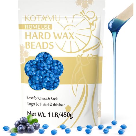 billes de cire épilation sans bande 450g pour peaux sensibles Billes de cire idéales pour Brésilien, bras, aisselles, dos, corps et bikini, formule poils épais homme et femme (1/5)
