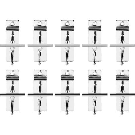 10pièces Crochets pour Panneau Rainuré Supports pour Étagères Supermarché Magasin Robuste Anti corrosion Facile à Installer (1/5)