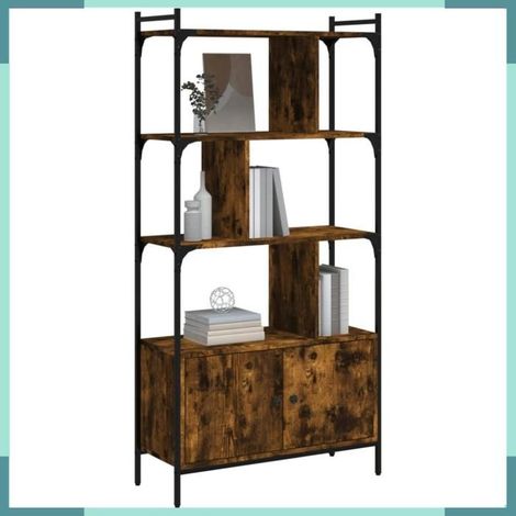 Bibliothèque - 833350 - portes - chêne fumé - 76,5 x 30 x 154,5 cm (1/5)