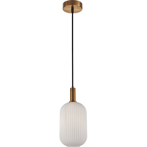 Lampada sospensione moderna oro vetro bianco E27 Italux (1/2)