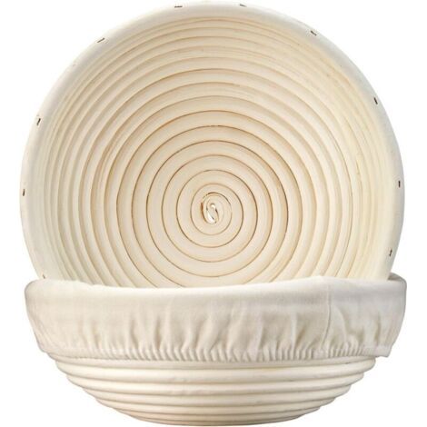 Lot de 2 paniers de fermentation pour pain, avec doublure (23 x 8 cm) - Crezuo
