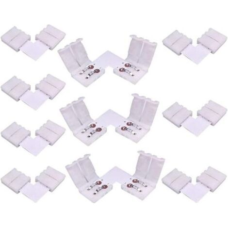 10 Stück L-förmiger 2-Pin LED-Streifen-Verbinder, LED-Band-Eckverbinder, rechtwinkliger Schnellverbinder für 10 mm breite einfarbige SMD 5050 5630 LED-Streifen, lötfrei [Energieklasse (1/5)