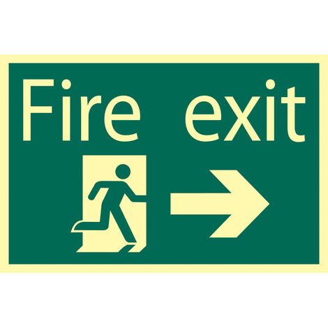Draper Glow In The Dark 'Fire Exit Arrow Right' Safety Sign (72662) (1/5)