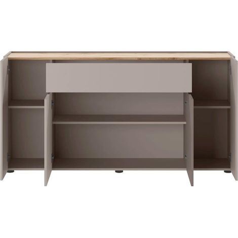 Credenza Moderna Madia Con 4 Ante E 1 Cassetto Mobile Contenitore Sala da Pranzo Soggiorno Design Senza Maniglie Elegante Capiente 170 x 85 x 40 Cm Congo E Rovere - Colore: Congo e rovere (1/5)