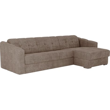 Divano letto angolare express Tessuto testurizzato Tortora Posto letto 140cm Materasso 14cm - DARIELO