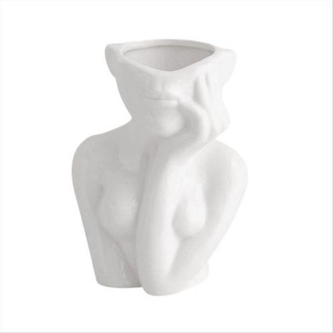 Vase à fleurs de style nordique, demi-visage de femme, pot de fleurs, vase B (1/5)