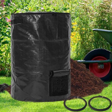 Kompostbeutel mit großem Fassungsvermögen (300 l) für Gartenkompostbehälter, Komposttonnen im Hof (schwarz, 1 Stück) (1/5)