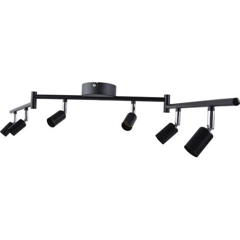 Kit d'éclairage sur rail avec tête de lampe rotative, spot de plafond à 6 orientations, douille GU10, 85-265 V, noir (1/5)