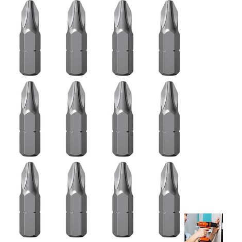 Embouts PH2 x 25 mm, Embouts de Vissage PH2 Cruciforme en Acier S2 Perceuses Visseuses et Tournevis, Bricolage Assemblage Meubles Réparations (1/4)