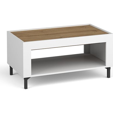 Mesa de centro Mormavu 107, Mate blanco, 47x56x97cm, Diámetro: 0, Aglomerado laminado, Angular